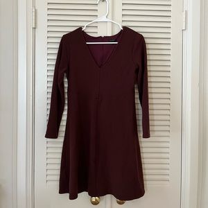 Burgundy Long Sleeved Ann Taylor Dress